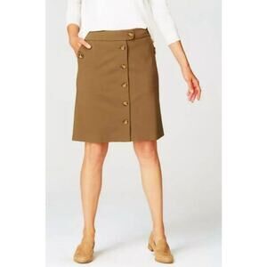 J. Jill Brown Button Front Ponte Skirt Size Large